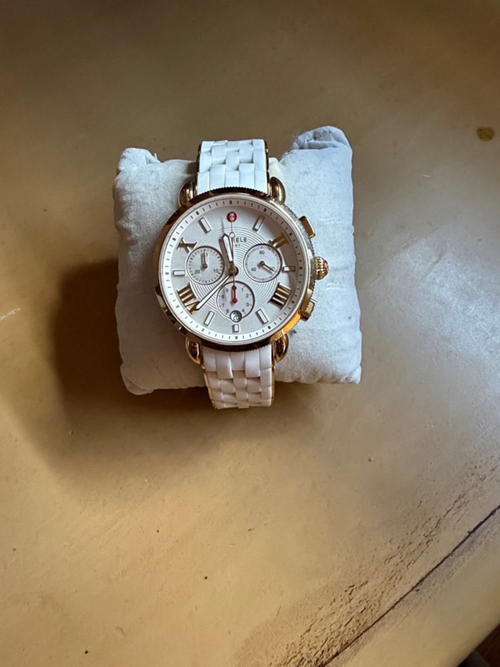 Michele Sport Sail Gold Tone Stainless Steel and Silicone Chronograph Watch